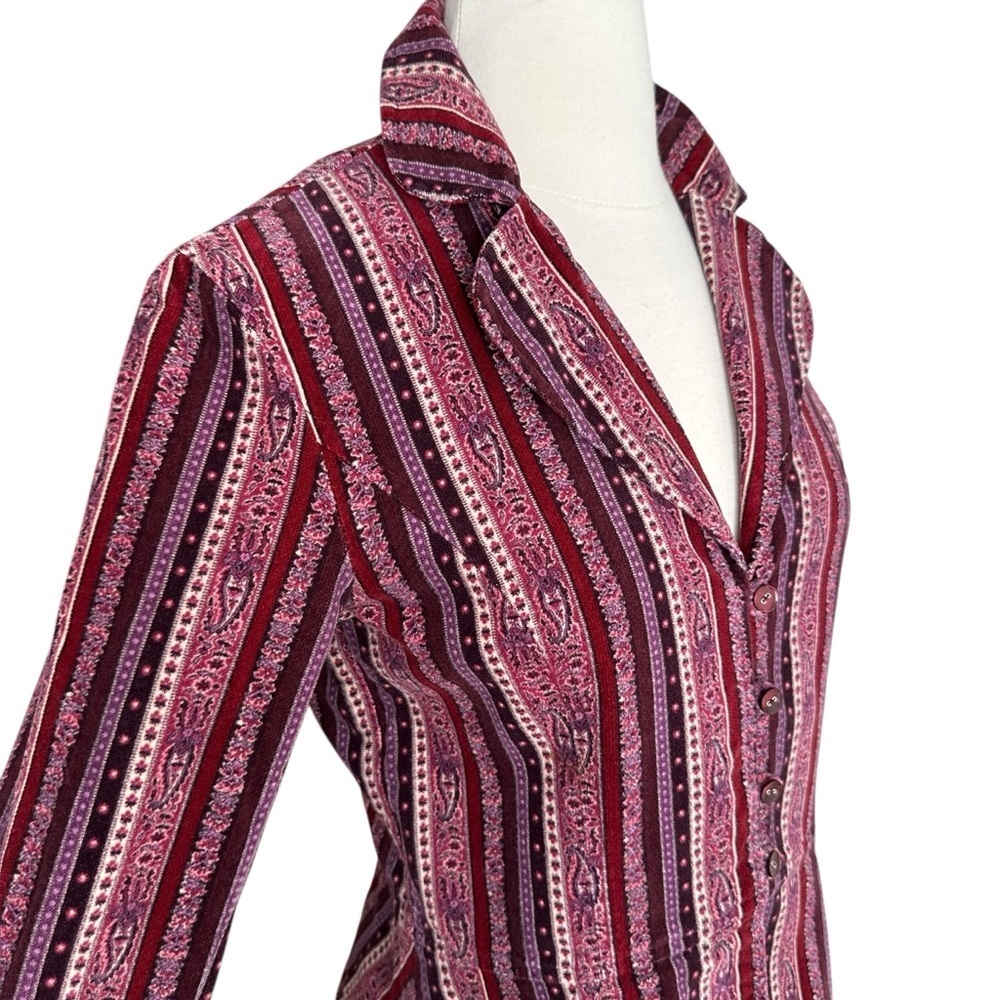 Vintage Inspired Boho Purple Velvet Stripe Blazer Jacket Hippie Retro 70s Small - Picture 5 of 13